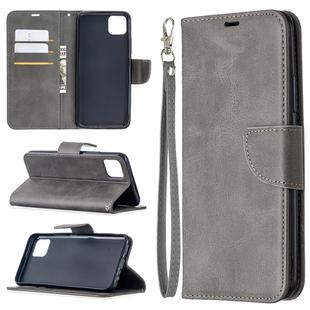 For OPPO Realme C11 Retro Lambskin Texture Pure Color Horizontal Flip PU Leather Case, with Holder & Card Slots & Wallet & Lanyard(Grey)