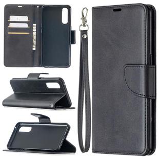 For OPPO Reno3 Pro Retro Lambskin Texture Pure Color Horizontal Flip PU Leather Case, with Holder & Card Slots & Wallet & Lanyard(Black)
