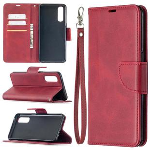 For OPPO Reno3 Pro Retro Lambskin Texture Pure Color Horizontal Flip PU Leather Case, with Holder & Card Slots & Wallet & Lanyard(Red)