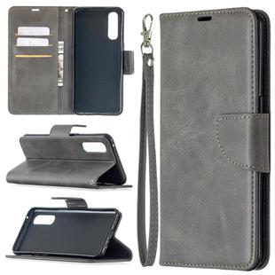 For OPPO Reno3 Pro Retro Lambskin Texture Pure Color Horizontal Flip PU Leather Case, with Holder & Card Slots & Wallet & Lanyard(Grey)