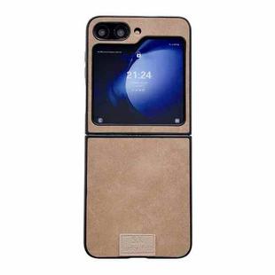 For Samsung Galaxy Z Flip5 5G Lamb Leather Cork PU + PC Brown Phone Case(Black Edge)