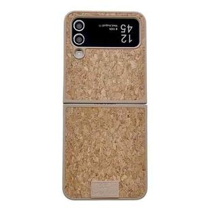 For Samsung Galaxy Z Flip4 5G Lamb Leather Cork PU + PC Brown Phone Case(Leather Texture)