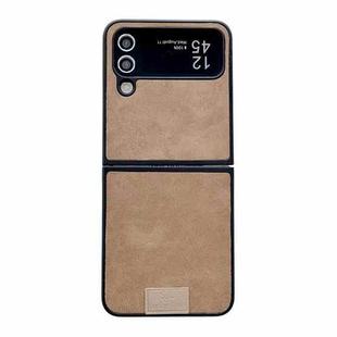 For Samsung Galaxy Z Flip3 5G Lamb Leather Cork PU + PC Brown Phone Case(Black Edge)