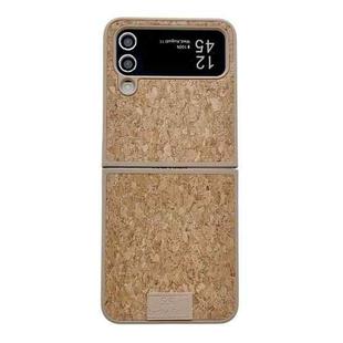 For Samsung Galaxy Z Flip3 5G Lamb Leather Cork PU + PC Brown Phone Case(Leather Texture)