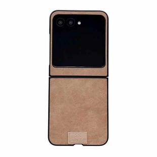 For Motorola Razr 50 / 60 Lamb Leather Cork PU + PC Brown Phone Case(Black Edge)