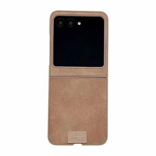 For Motorola Razr 50 / 60 Lamb Leather Cork PU + PC Brown Phone Case(Brown Edge)