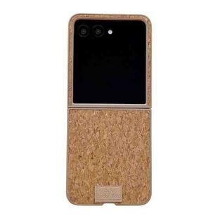 For Motorola Razr 50 Ultra Lamb Leather Cork PU + PC Brown Phone Case(Leather Texture)
