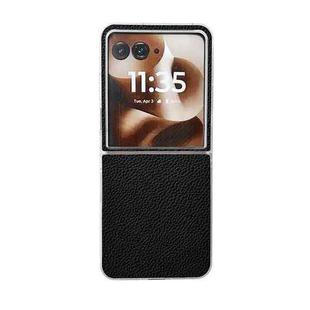 For Motorola Razr 50 Ultra Transparent Frame Jelly PU + PC Phone Case(Black)