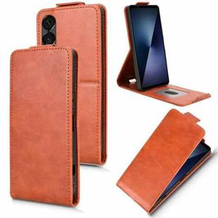 For Sony Xperia 1 VII Magnetic Vertical Flip Leather Phone Case with Buckle(Brown)