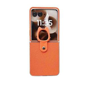 For Motorola Razr 60 Ultra Transparent Frame Jelly PU + PC Phone Case with Ring Holder(Orange)