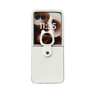 For Motorola Razr 60 Ultra Transparent Frame Jelly PU + PC Phone Case with Ring Holder(White)