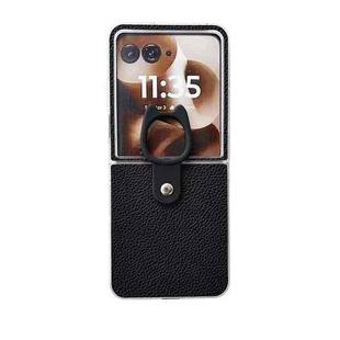 For Motorola Razr 50 Ultra Transparent Frame Jelly PU + PC Phone Case with Ring Holder(Black)