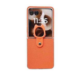 For Motorola Razr 50 Ultra Transparent Frame Jelly PU + PC Phone Case with Ring Holder(Orange)