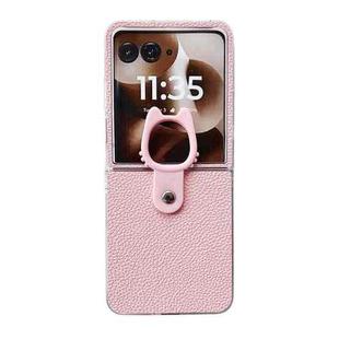 For Motorola Razr 50 Ultra Transparent Frame Jelly PU + PC Phone Case with Ring Holder(Pink)
