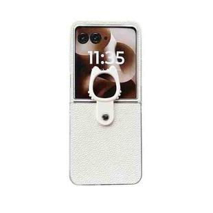 For Motorola Razr 50 Ultra Transparent Frame Jelly PU + PC Phone Case with Ring Holder(White)