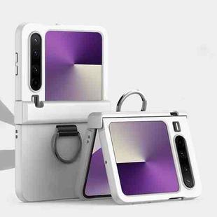 For Huawei Pura X Three Parts PC Skin Feel Shockproof Phone Case with Ring(White)