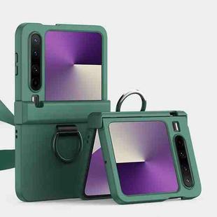 For Huawei Pura X Three Parts PC Skin Feel Shockproof Phone Case with Ring(Green)