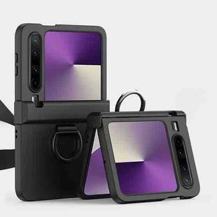 For Huawei Pura X Three Parts PC Skin Feel Shockproof Phone Case with Ring(Black)