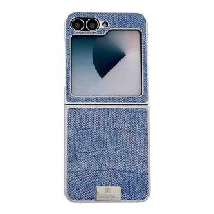 For Samsung Galaxy Z Flip6 5G Silver Frame Denim PU + PC Phone Case(Blue)