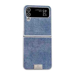 For Samsung Galaxy Z Flip4 5G Silver Frame Denim PU + PC Phone Case(Blue)