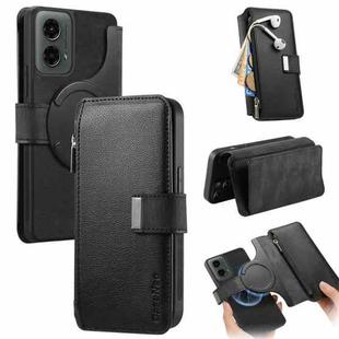 For Motorola Moto G 2024 5G CaseNeo MagSafe RFID Anti-theft Zipper Wallet Retro Leather Phone Case(Black)