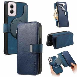 For Motorola Moto G Power 2024 CaseNeo MagSafe RFID Anti-theft Zipper Wallet Retro Leather Phone Case(Blue)