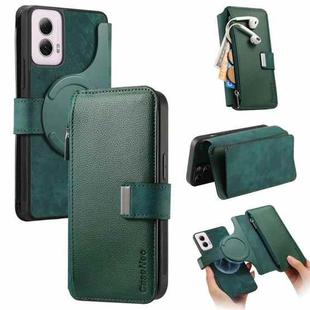 For Motorola Moto G Power 2024 CaseNeo MagSafe RFID Anti-theft Zipper Wallet Retro Leather Phone Case(Green)