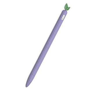 For Apple Pencil 2 Contrasting Color Mint Leaf Silicone Non-slip Protective Cover(Purple)