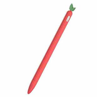 For Apple Pencil 2 Contrasting Color Mint Leaf Silicone Non-slip Protective Cover(Red)