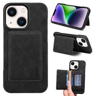 For iPhone 14 / 13 Denior D27 Retro Texture RFID MagSafe Photo Frame Card-slot Phone Case(Black)