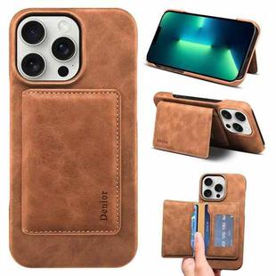 For iPhone 13 Pro Max Denior D27 Retro Texture RFID MagSafe Photo Frame Card-slot Phone Case(Brown)