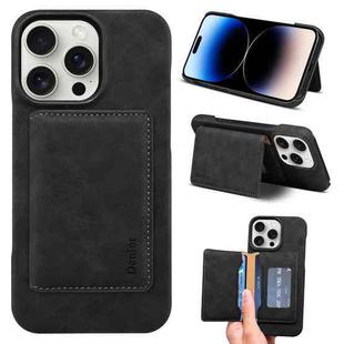 For iPhone 14 Pro Max Denior D27 Retro Texture RFID MagSafe Photo Frame Card-slot Phone Case(Black)