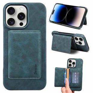 For iPhone 14 Pro Max Denior D27 Retro Texture RFID MagSafe Photo Frame Card-slot Phone Case(Blue)