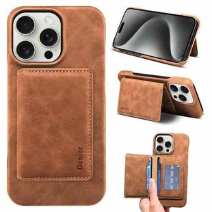 For iPhone 15 Pro Denior D27 Retro Texture RFID MagSafe Photo Frame Card-slot Phone Case(Brown)