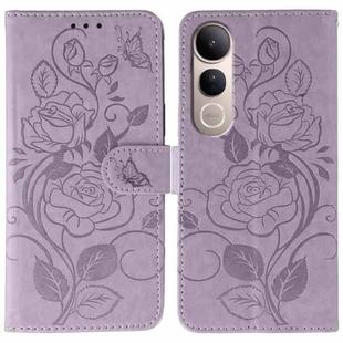 For vivo V50 Lite 5G Rose Butterfly Embossed Leather Phone Case(Purple)