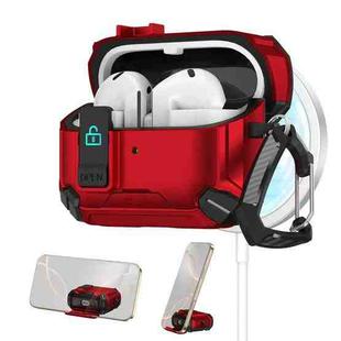 For Samsung Galaxy Buds 3 / 3 Pro Two Color Magnetic Holder Earphone Case(Black Red)