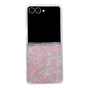 For Samsung Galaxy Z Flip7 Pearlescent Shell Texture Phone Case(Pink Green)