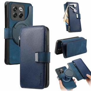 For OnePlus 12 CaseNeo MagSafe RFID Anti-theft Zipper Wallet Retro Leather Phone Case(Blue)