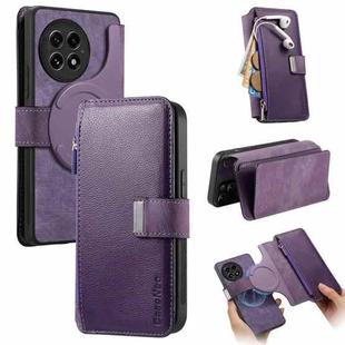 For OnePlus 13 CaseNeo MagSafe RFID Anti-theft Zipper Wallet Retro Leather Phone Case(Purple)