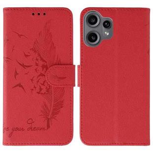 For Nothing CMF Phone 2 Pro Feather Pattern Litchi Texture Leather Phone Case(Red)