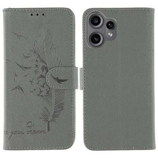For Nothing CMF Phone 2 Pro Feather Pattern Litchi Texture Leather Phone Case(Gray)