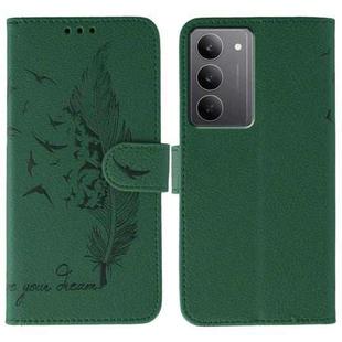 For Realme 14x Feather Pattern Litchi Texture Leather Phone Case(Green)