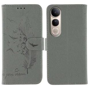 For vivo V50 Lite 5G Feather Pattern Litchi Texture Leather Phone Case(Gray)