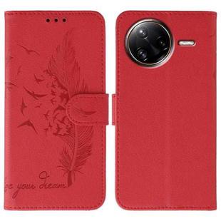For Xiaomi Poco F7 Ultra / Redmi K80 Pro Feather Pattern Litchi Texture Leather Phone Case(Red)