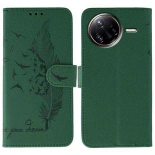 For Xiaomi Poco F7 Ultra / Redmi K80 Pro Feather Pattern Litchi Texture Leather Phone Case(Green)