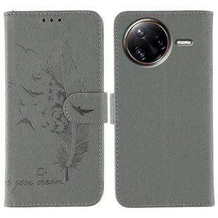 For Xiaomi Poco F7 Ultra / Redmi K80 Pro Feather Pattern Litchi Texture Leather Phone Case(Gray)