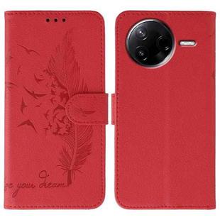 For Xiaomi Poco F7 Pro / Redmi K80 Feather Pattern Litchi Texture Leather Phone Case(Red)