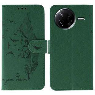 For Xiaomi Poco F7 Pro / Redmi K80 Feather Pattern Litchi Texture Leather Phone Case(Green)
