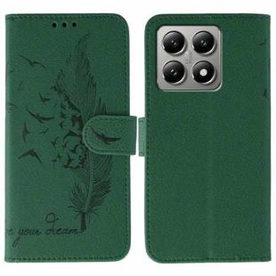 For Xiaomi 14T Feather Pattern Litchi Texture Leather Phone Case(Green)