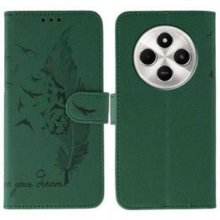 For Xiaomi Poco C75 4G Feather Pattern Litchi Texture Leather Phone Case(Green)